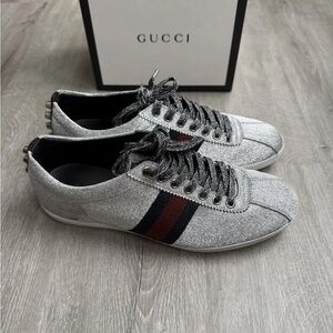 Gucci Men's Silver and Black Sneakers